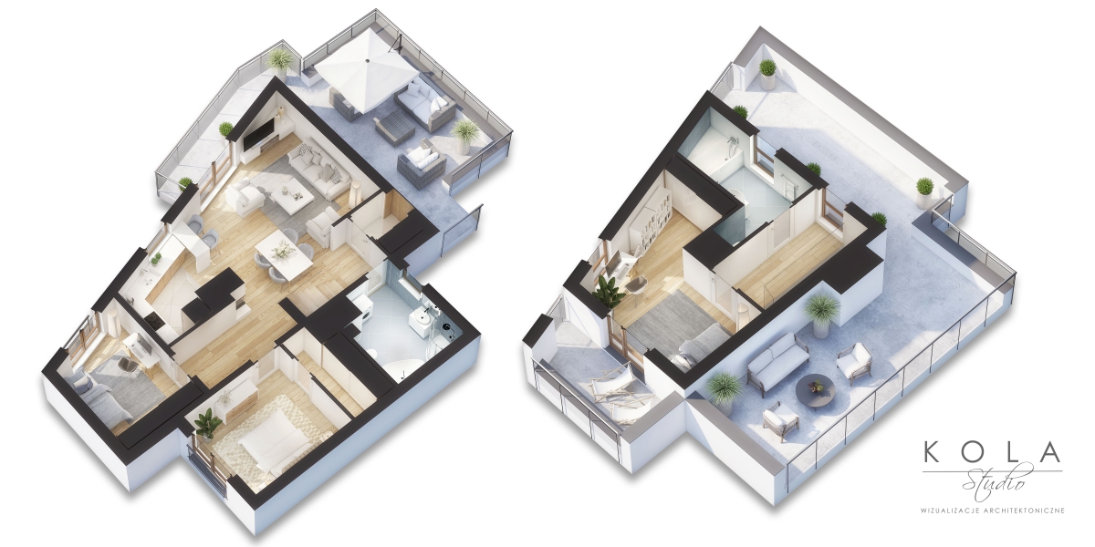 Plan 3d mieszkania w bliźniaku