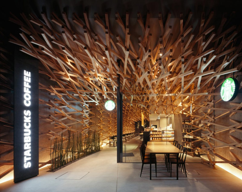 Starbucks Caffe : projekt wnętrza kawiarni / Japonia