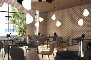 Wnętrze restauracji inspirowane kwiatami