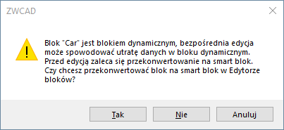 komunikat o konwersji bloku dynamicznego